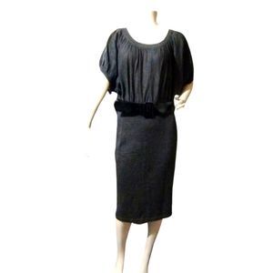 Calvin Klein Dress Size Medium Dark Gray with Black Belt 50% Merino Wool Sweater